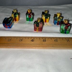 Vintage Lot glass miniature presents colorful Christmas presents ornaments
